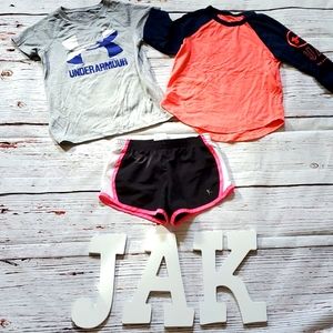 UNDER ARMOUR SHIRTS AND DANSKIN SHORTS 👧
